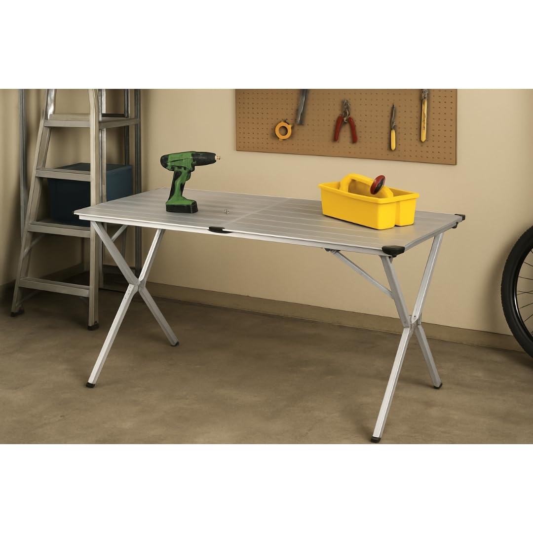 BERARDI B.INTERIORS Tavolo da Campeggio Pieghevole in Alluminio, 110x70 cm, Altezza Regolabile, 4 Persone