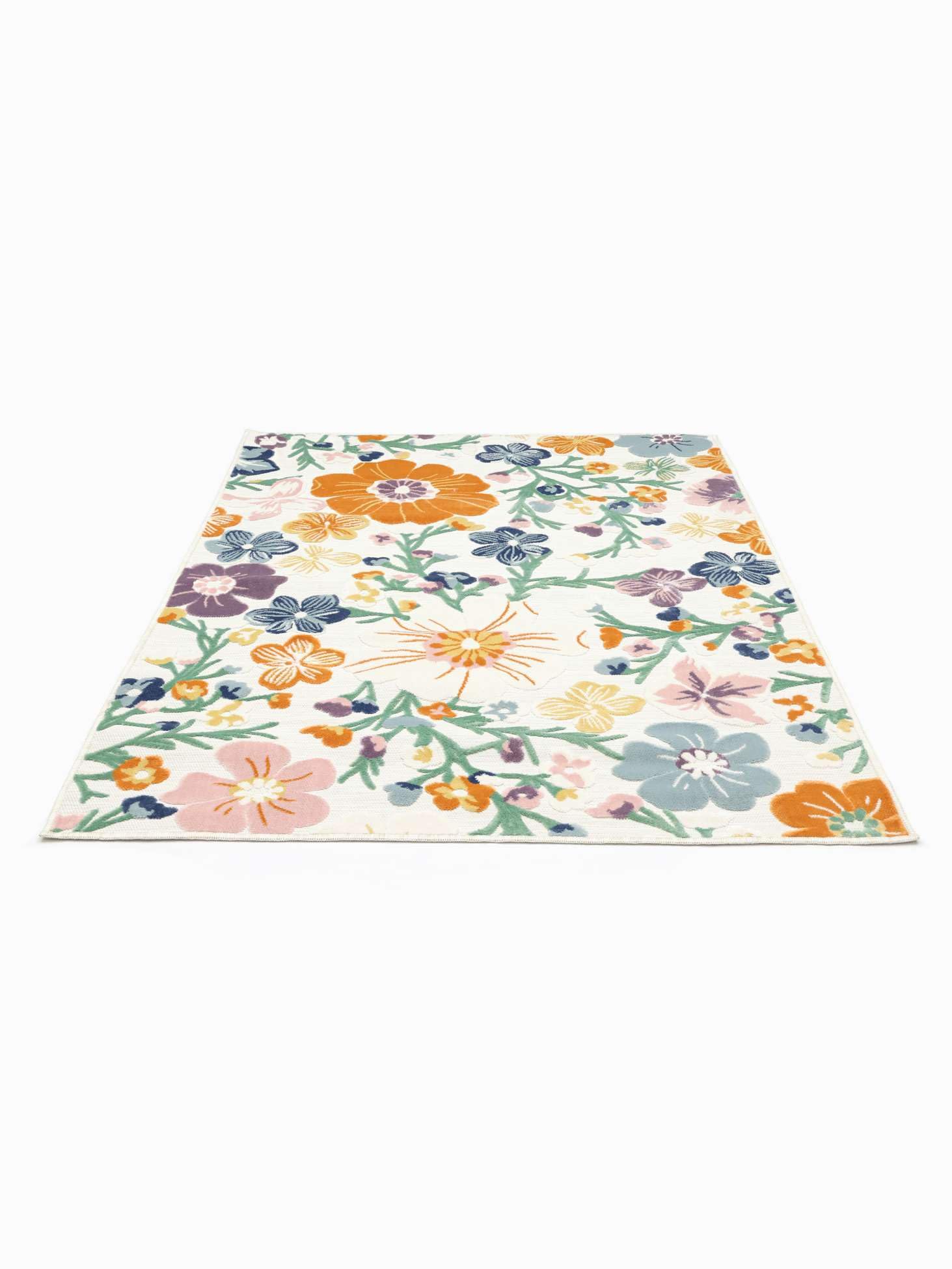 RugVista Cherri Tappeto, 160 x 230 cm, Bianco/Multi | Moderni, Rettangolare, Pelo corto, Lavabile solo a mano, Oeko-Tex 100