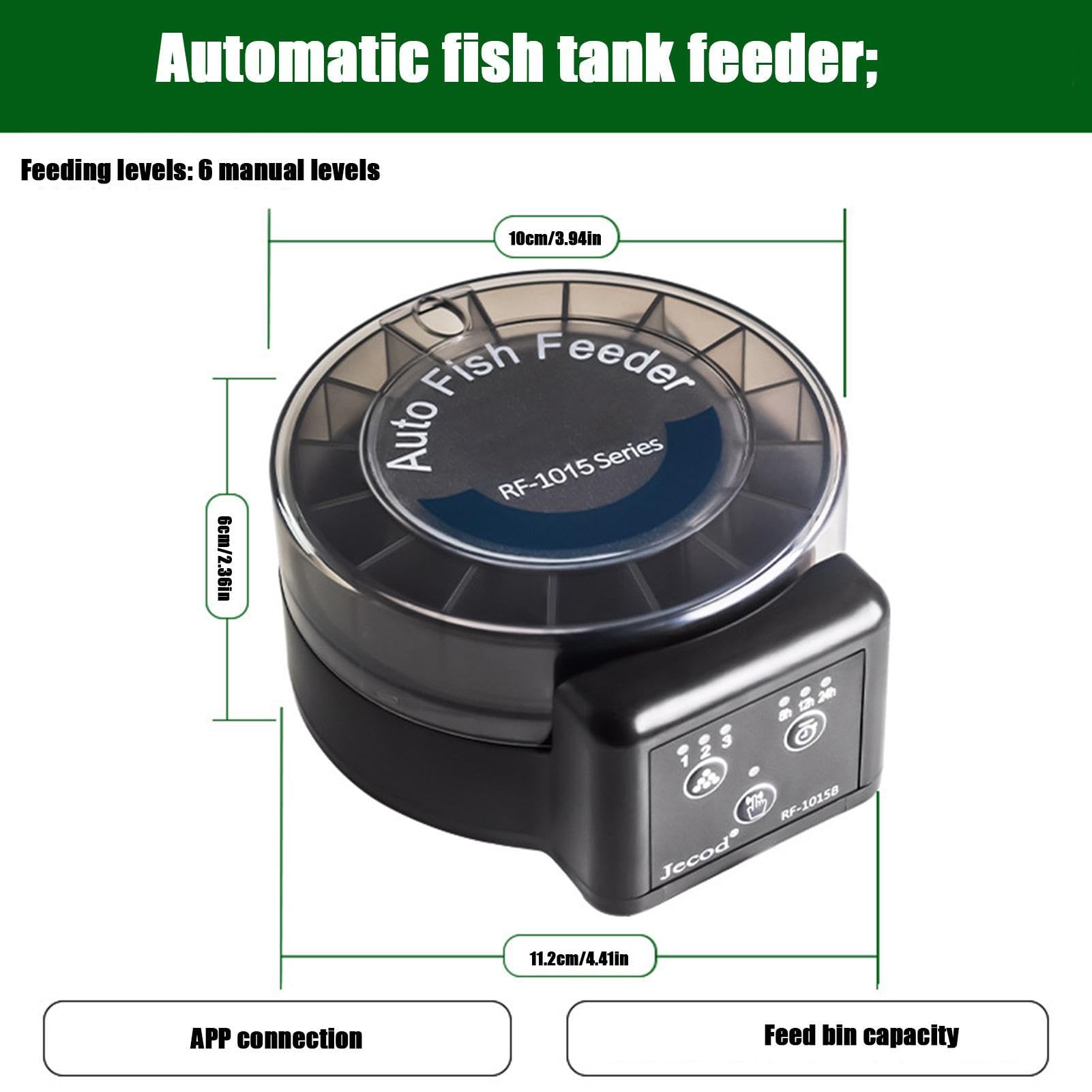 Mangeoire automatique pour poissons - Mangeoire hermétique | Mangeoire électronique pour poissons de 105 ml pour animaux domestiques en intérieur, vacances, tortues et étangs extérieurs