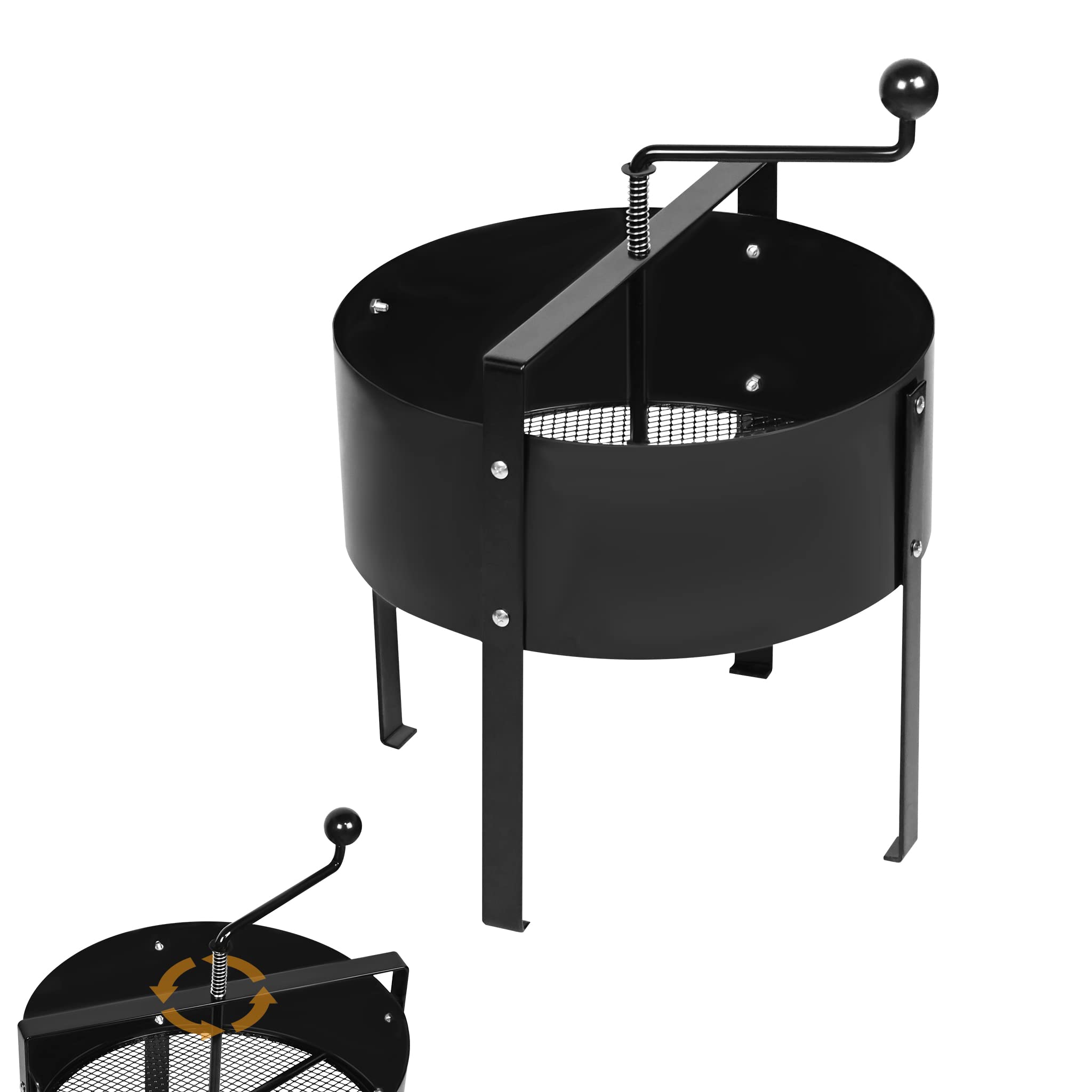 UISEBRT Tamis de jardin - Tamis de sol - Tamis à manivelle - Diamètre : 40 cm - En métal - Pour terre, pierres, compost - Sable - Noir