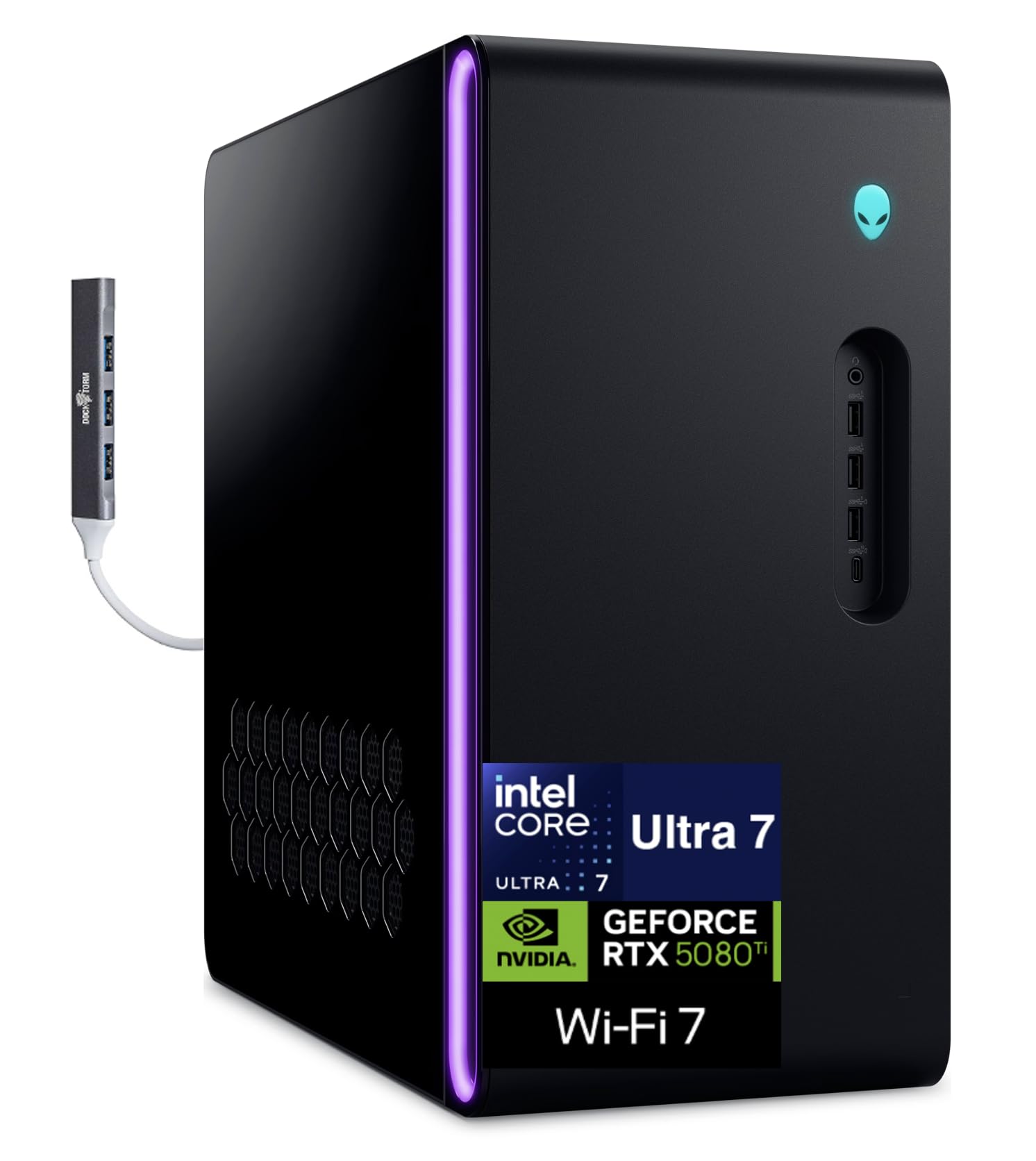 Alienware Aurora ACT1250 AI Gaming Desktop PC (Intel Ultra 7 265F, GeForce RTX 5080 16GB GDDR7, 64GB DDR5, 2TB PCIe SSD, Win 11 Pro) w/DKZ USB Port