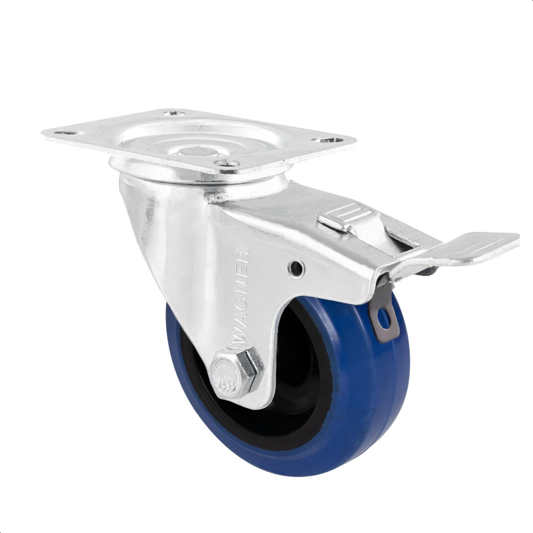 Roulette pivotante Wagner anti-vibration avec plaque de fixation 85x105