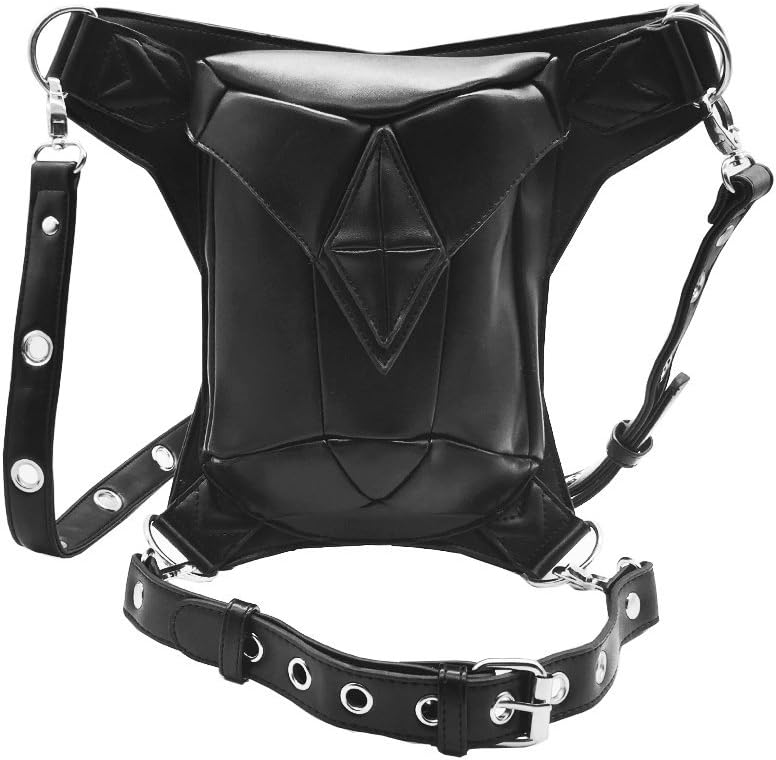 Women Waist Packs PU Leather Vintage Shoulder Bag Steampunk Punk Crossbody Leg Bag Messenger Bags Gothic Waist Bags Black