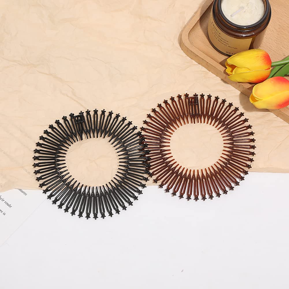Classics Full Circular Stretch Comb Headbands Flexible Plastic Circle Teeth Hairband With Diamond Face Washing Non Silp Spiral Headdress I.157000931