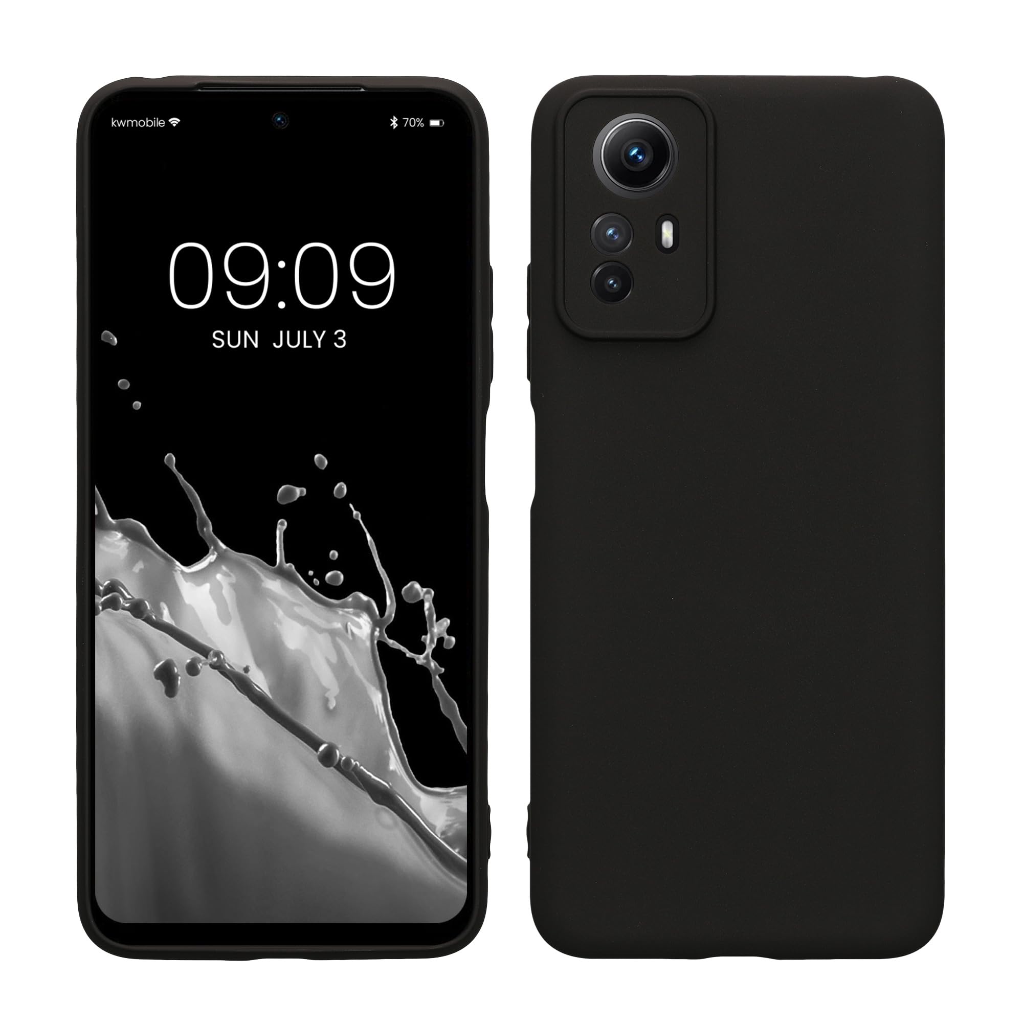 kwmobile Case Compatible with Xiaomi Redmi Note 12S Case - Protective Slim TPU Phone Cover - Soft Matte Finish - Black Matte