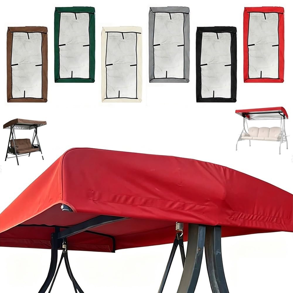 Toit De Rechange De Balançoire 191x120cm 213x122cm 164x114cm Auvent Imperméable De Rechange pour Balancelle 2 3 Places Universelle(Red,83x48x9in(213x122x23cm))