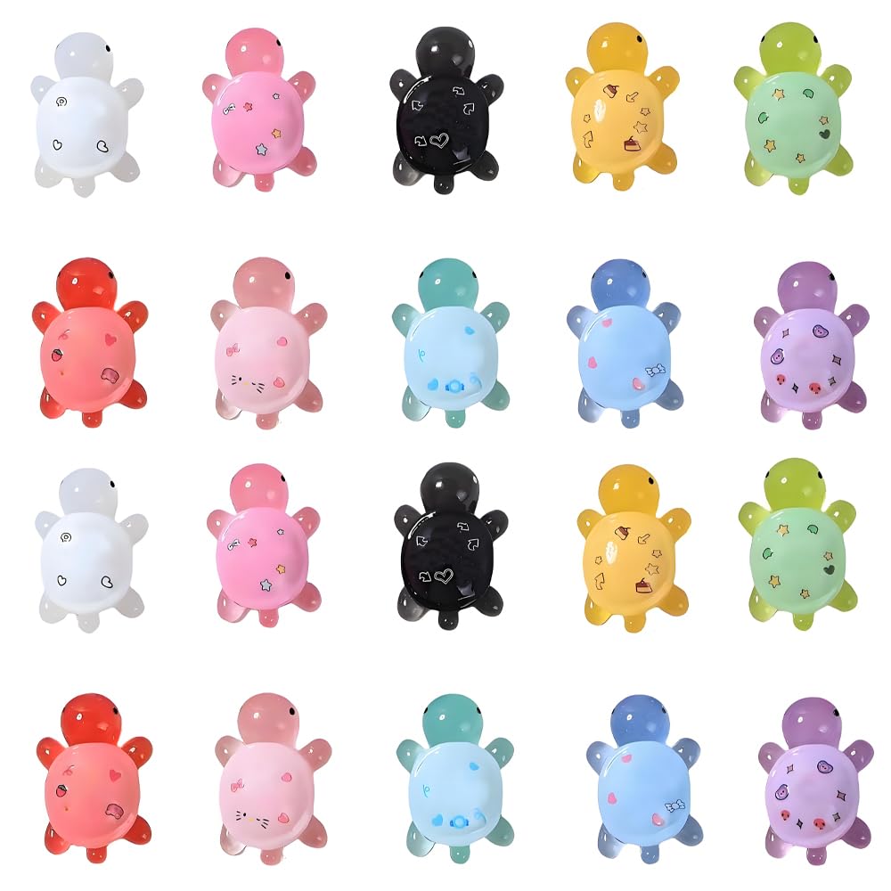 20 PCS 1 Inch Luminous Tiny Turtle Colourful Mini Resin Turtles Resin Tiny Turtles Figurines for Home Desk Night Light Room Ornament Aquarium Decoration Gift Idea