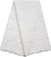 Vista 6 de SanVera17 Red de encaje africano de piedra con purpurina, telas de seda de leche, tela nigeriana bordada y cordón de guipur para fiesta de boda Azul