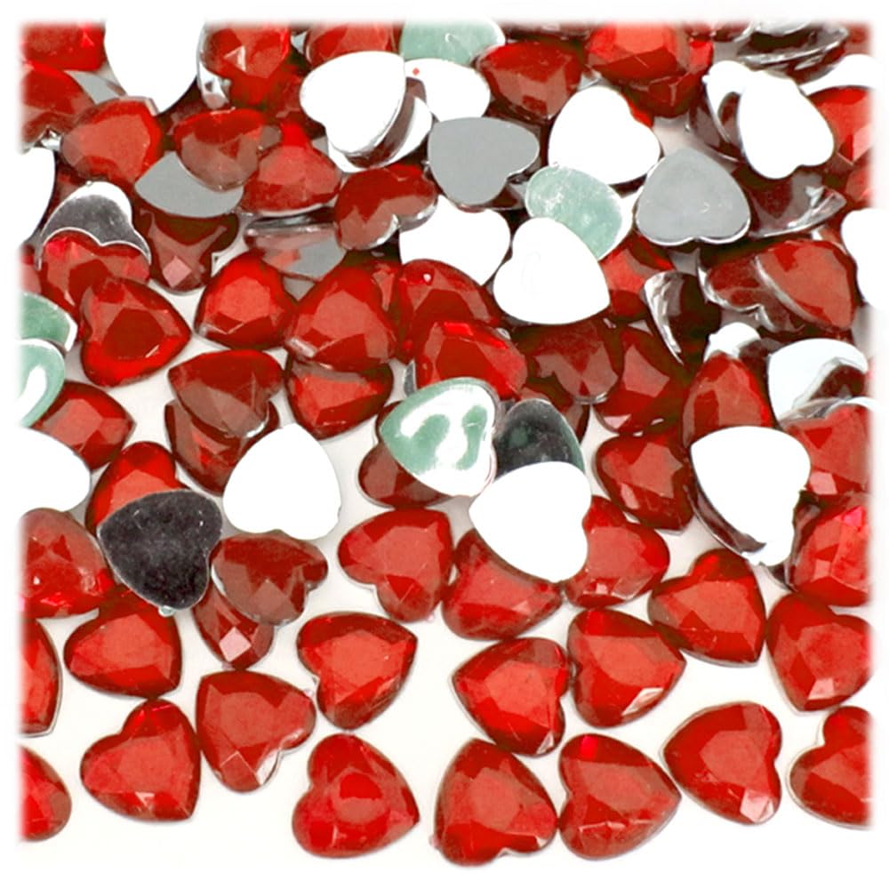 The Crafts Outlet 144pc Rhinestones Heart 12mm - Flatback Devil Red Wine