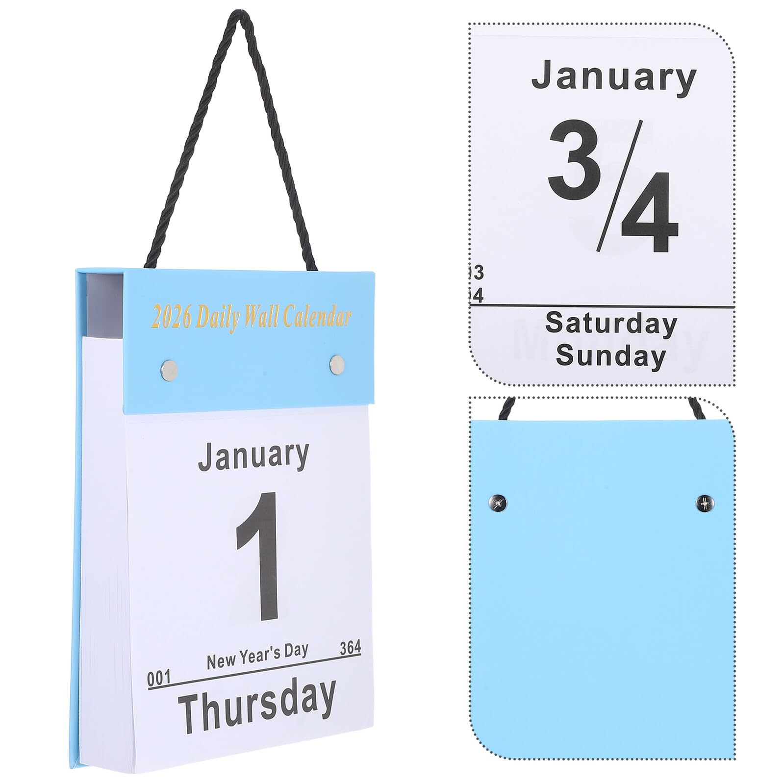 PRETYZOOM Calendario Diario Desprendible 2026 Azul Calendario Vertical para Colgar Organizador de Pared Letras Grandes y Fechas Claras Adecuado para Hogar Oficina y Personas Mayores