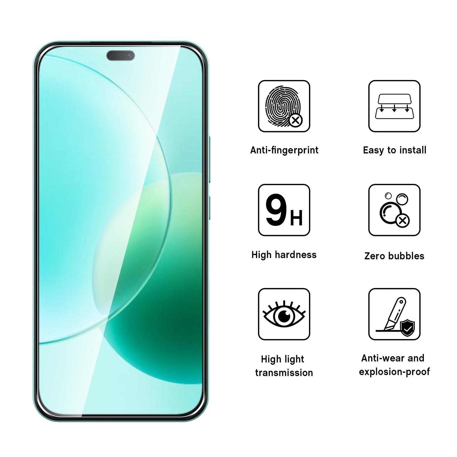 WFTE [Lot de 2 Verre Trempé pour Honor 400 Lite/Honor 200 Lite, 0,26mm Film de Protection D'écran avec Haute Transparence à 99%, Anti-trace Protecteur avec Dureté 9H Glass