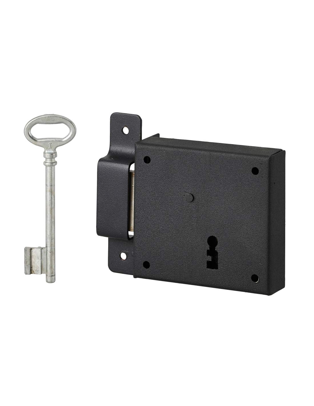 Serrure de cave Thirard gauche axe 50mm - Modèle horizontal en applique noir