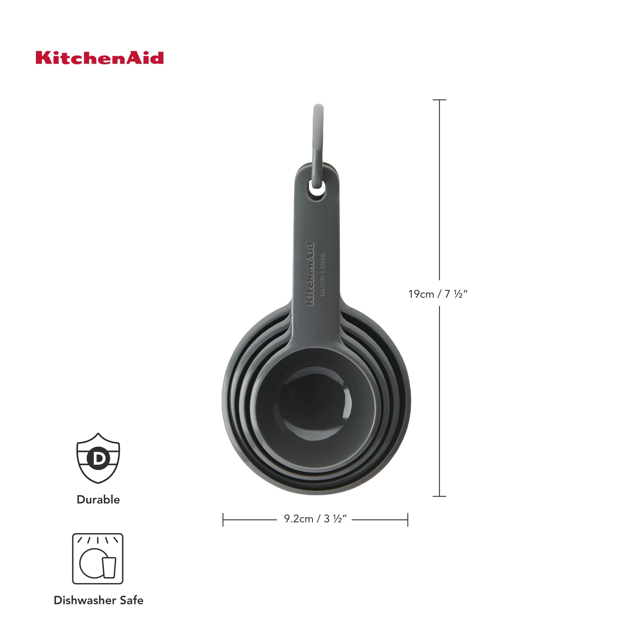KitchenAid 4pc Measuring Cup Set - Charcoal Grey - Image 2