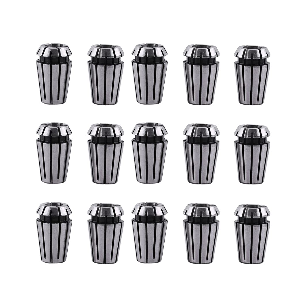 ER11 Spring Collet Set, 15pcs Precision Spring Collets Collet Hecho de acero de resorte 65Mn para herramienta de torno de fresado CNC y máquina de grabado de sujeción de trabajo