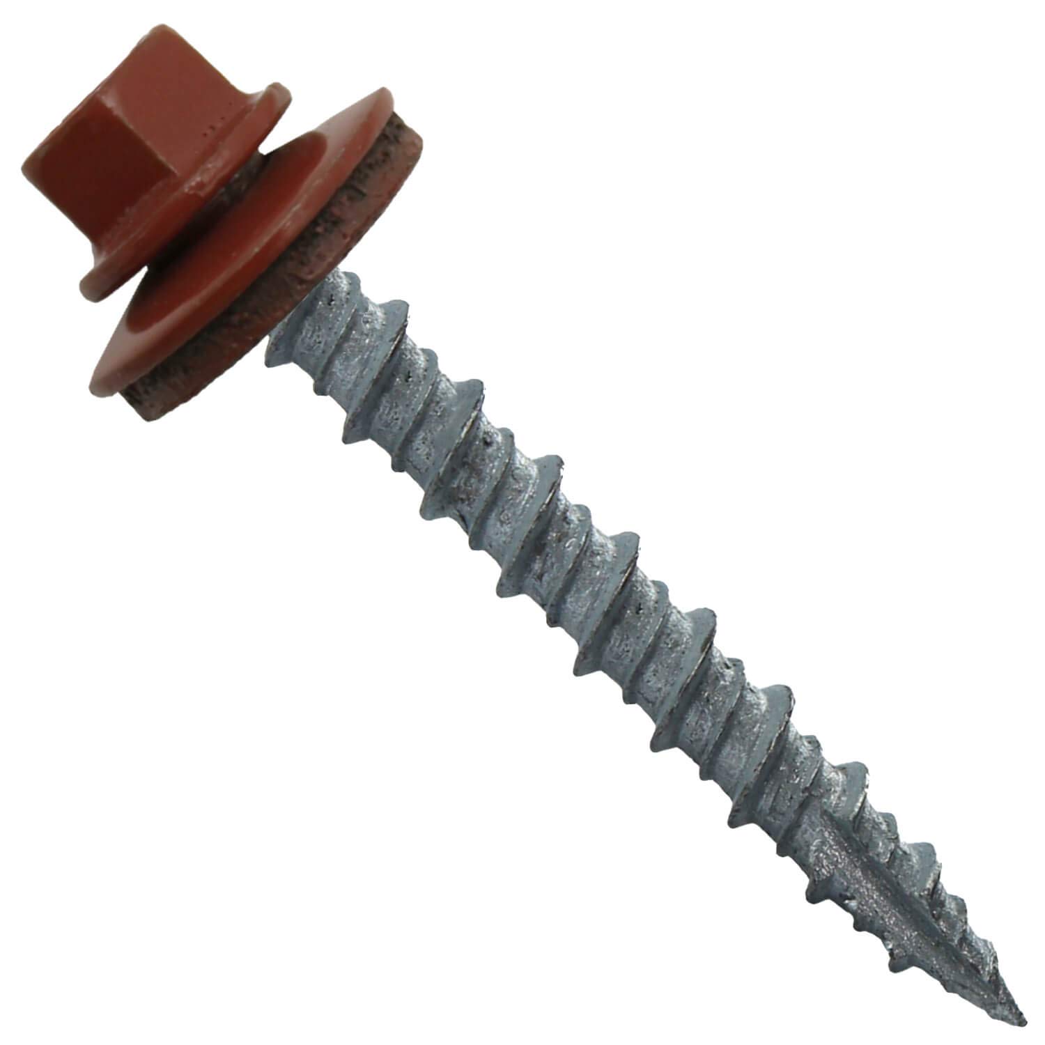 Metal Roofing Screws: (250) 10 x 1-1/2" Red Hex Head Sheet Metal Roof Screw. Self Starting Metal to Wood siding Screws. EPDM Washer. Colored Head-image-41