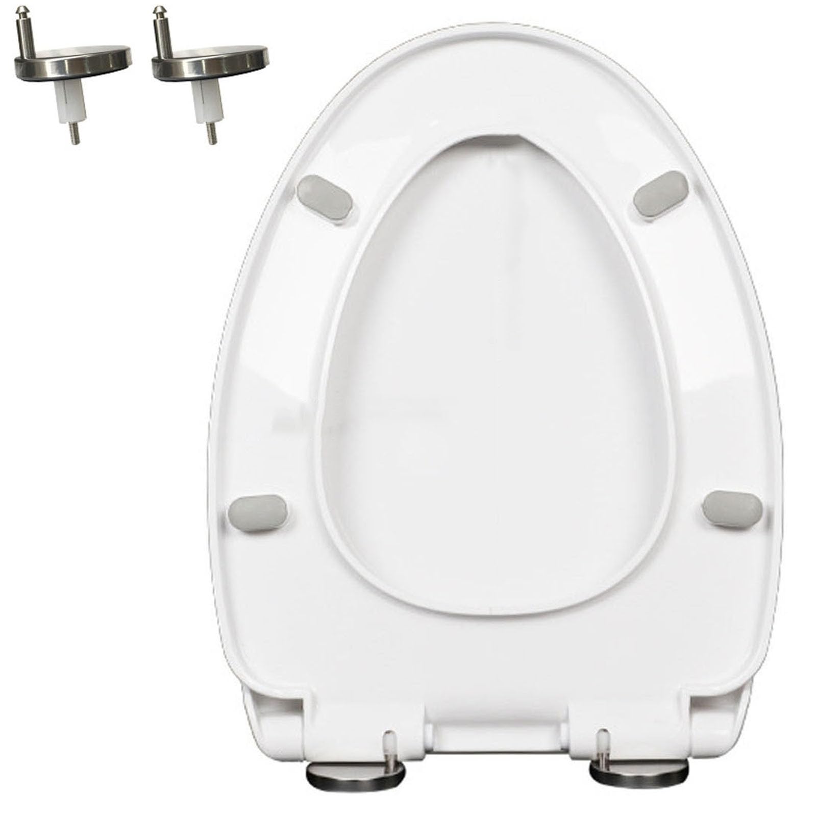 White Toilet seat, Quiet-Closing pp Material Easy Install Quick Release 36 Adjustable Hinges 44x35cm, Lightweight, Durable, Portable, User-Friendly, Compact, Close