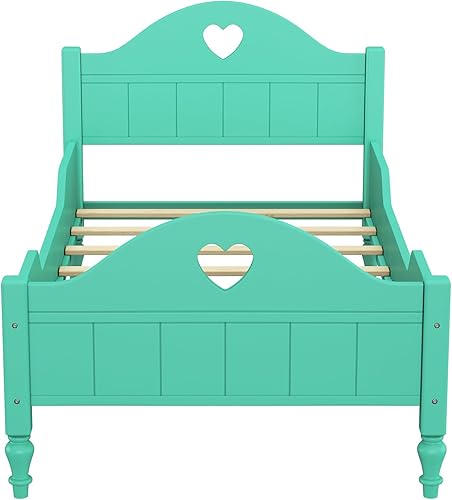 Miniatura 6 de Harper & Bright Designs Base de cama de tamaño individual para niños, cama de plataforma de madera con rieles de seguridad laterales, cabecera y