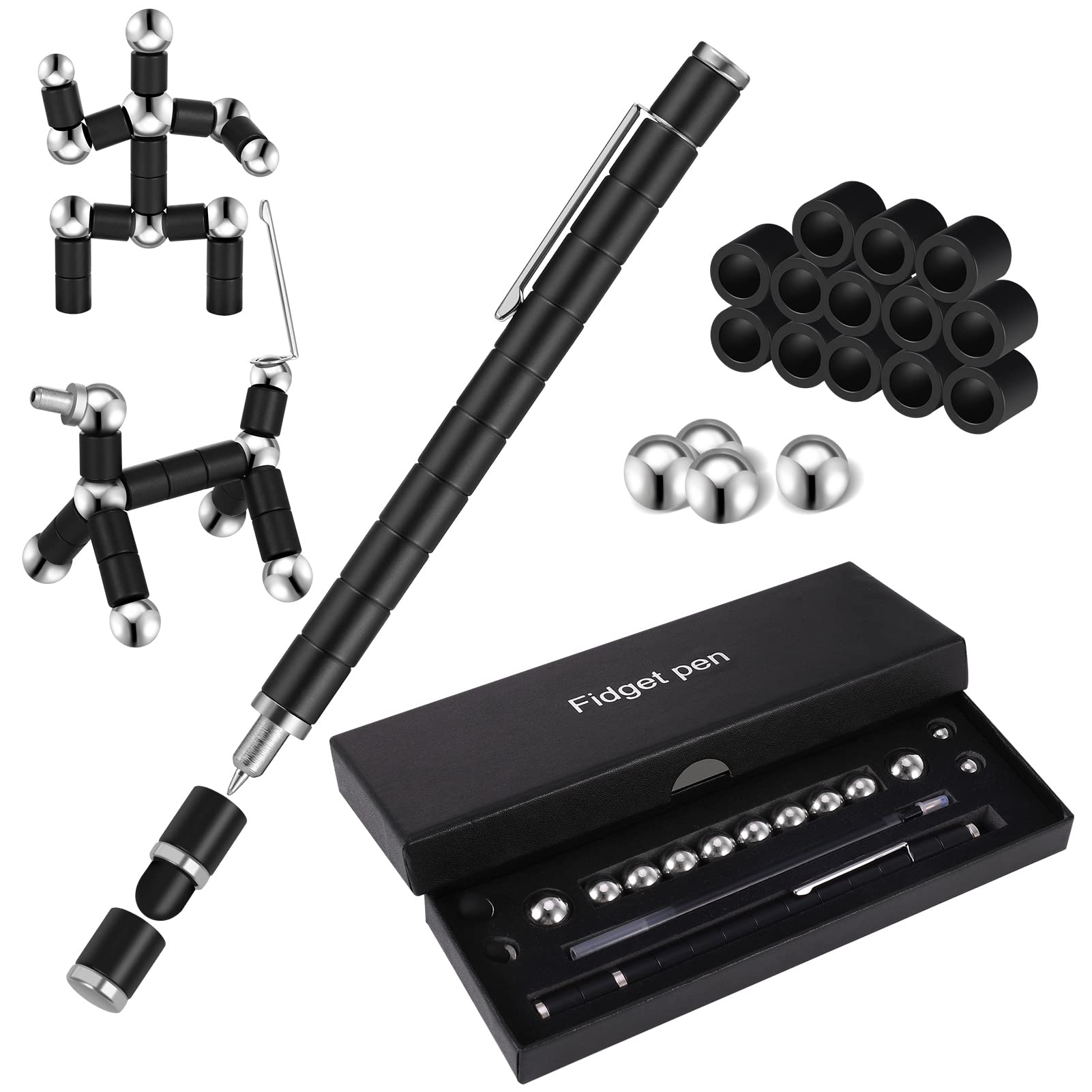 Decompression Magnetic Metal Pen Magnetic Pen Fidget Toys Multifunction Writing Magnet Ballpoint Pen with a Box for Kids and Adult