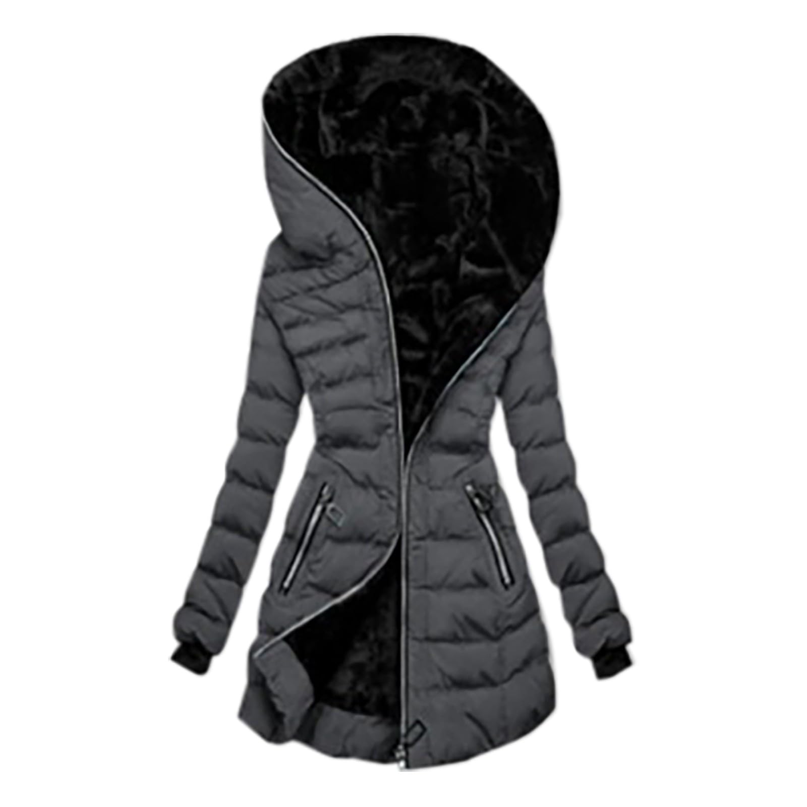 Genérico Chaqueta para Mujer Invierno,Ropa Invierno Cremallera con Bolsillo abrigo acolchado plegable ligera de color sólido bolsillos Entretiempo casual cálido Cazadora Manga Larga