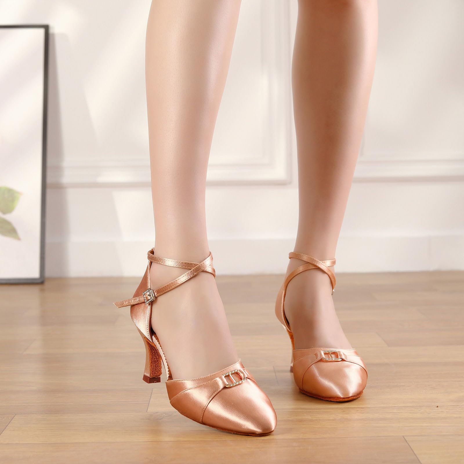 Damen Latein Tanzschuhe Geschlossen Salsa Tango Performances Ballsaal Tanzschuhe mit 7.5cm Absatz