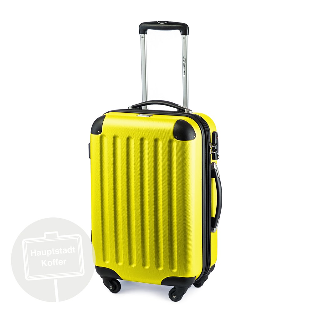HAUPTSTADTKOFFER - Spree - Set di 2 Valigie Trolley rigido con estensione, ABS, TSA, 4 ruote, 55/65 cm, Giallo-blu scuro
