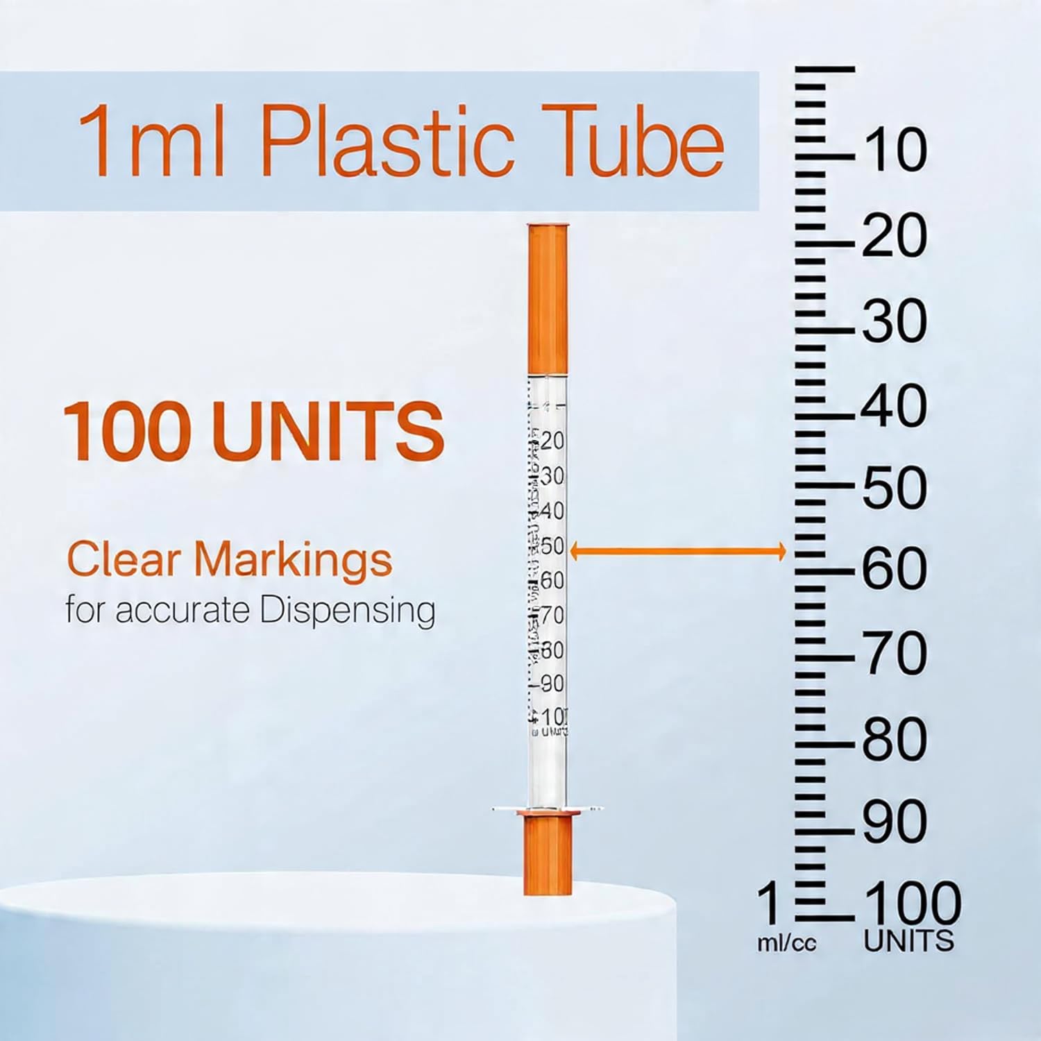 Lot de 100 outils de mesure et de distribution polyvalents 1 ml 31 g 8 mm – Échelle claire, étanche, emballée individuellement pour laboratoire et bricolage