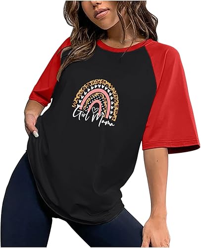 Country Western Shirts for Women Sexy, Women's Round Neck Floral Graphic Tunics Short Sleeve T-Shirt Hide Belly Tee