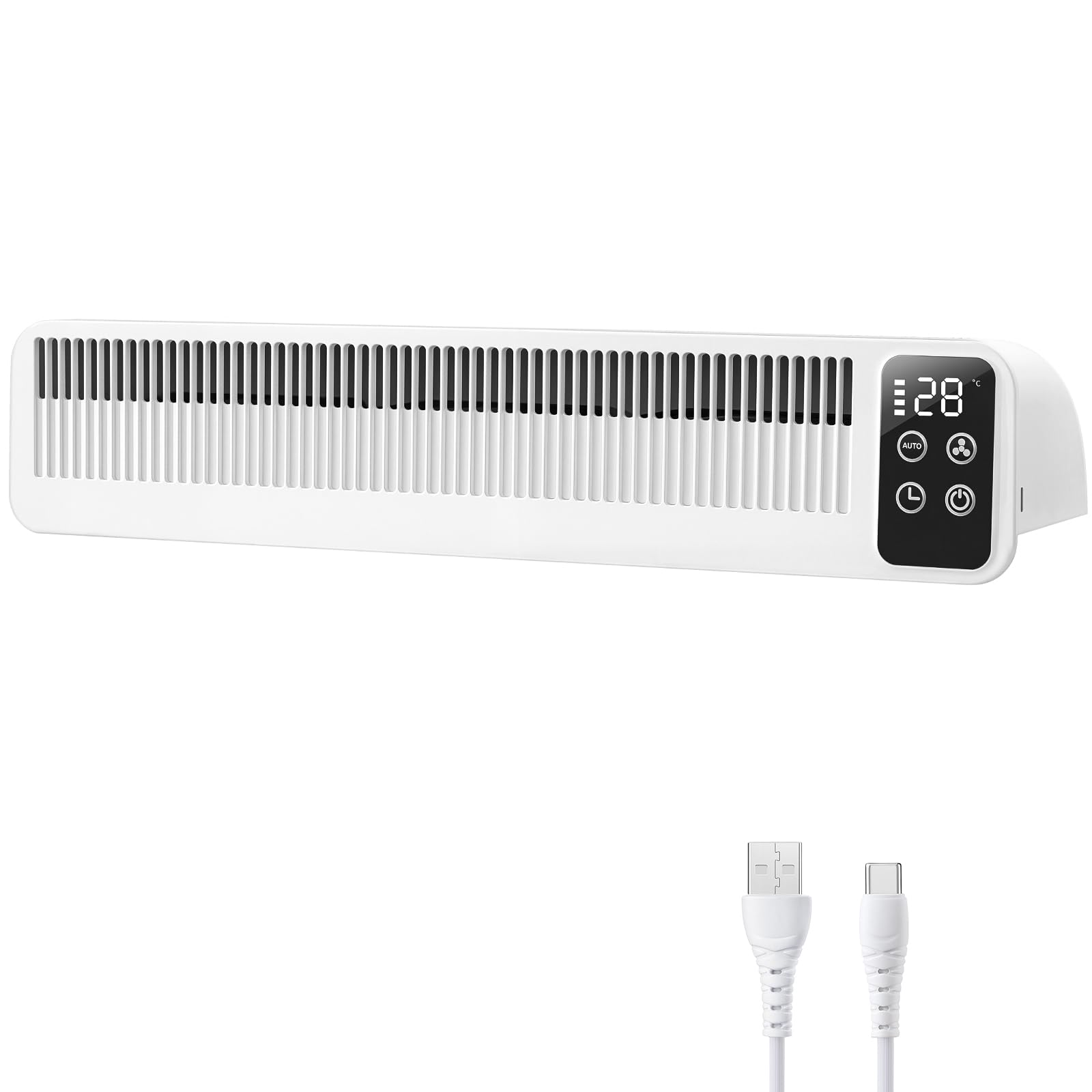 SURAIELEC Radiator Fan with 3 Fans, Smart Radiator Fan Booster with 3 Speeds & Auto Mode, 5200mAh Rechargeable Battery, USB-C, Temperature Display, Magnetic Mount, White, CE Certified