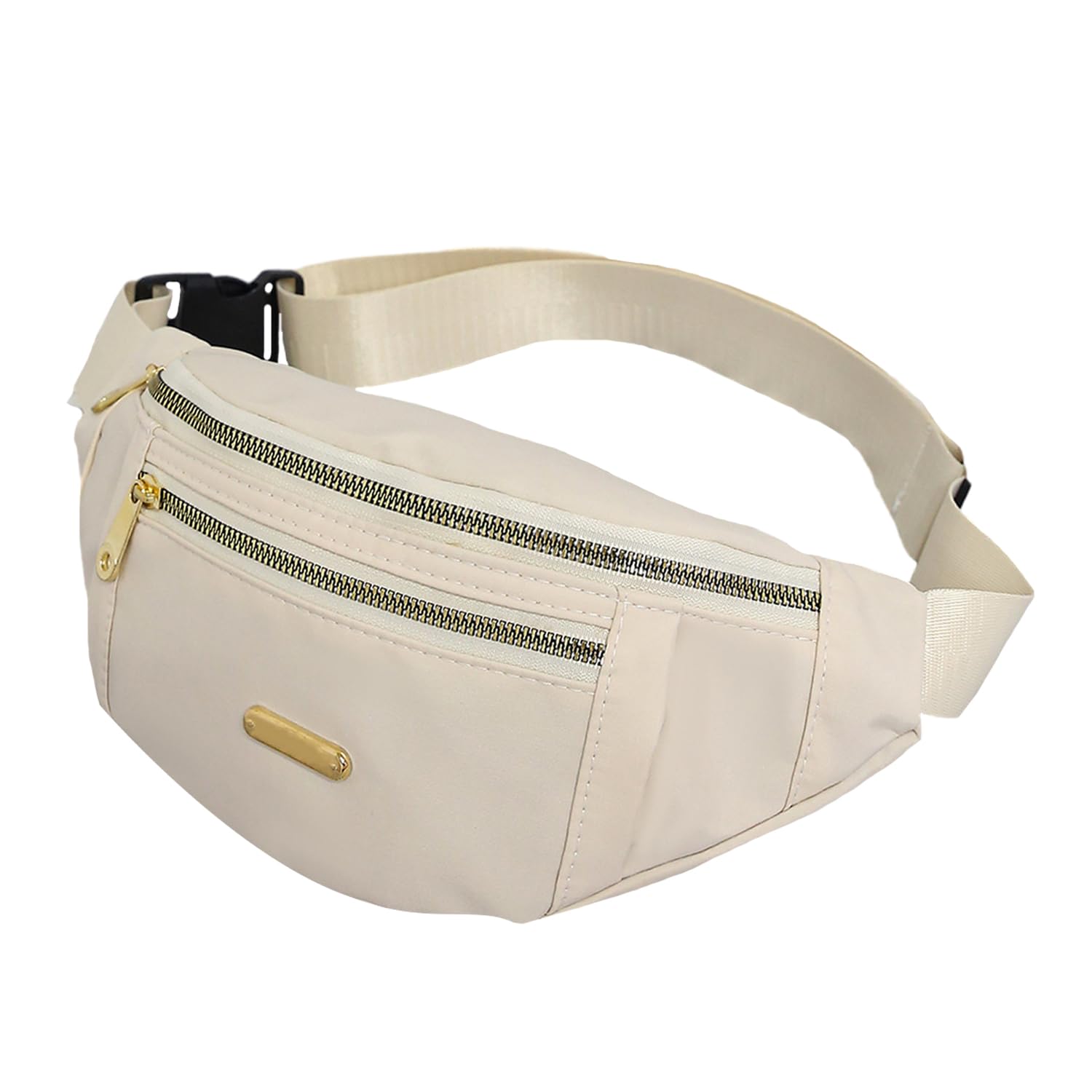 ATBUSS 1 riñonera con cremallera con correa ajustable para el hombro, bolsillo grande con cremallera, bolsillo impermeable para el teléfono móvil, adecuado para deportes, compras, viajes (beige), beige,