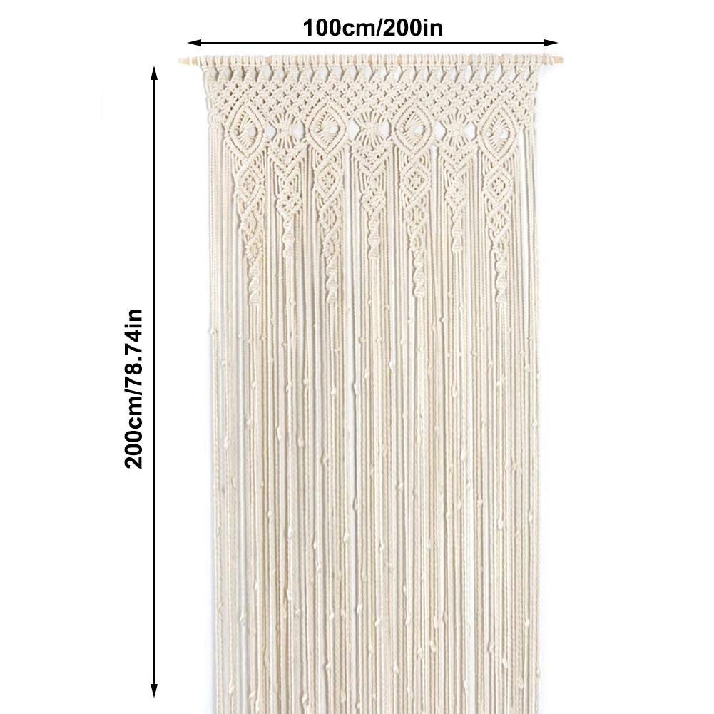 Tapiz de Pared de macramé, Cortina Colgante de Ventana de Puerta Boho Tapicería de Pared Tejida Hecha a Mano de algodón Decoración de Boho de Pared para apartamento Dormitorio Boda