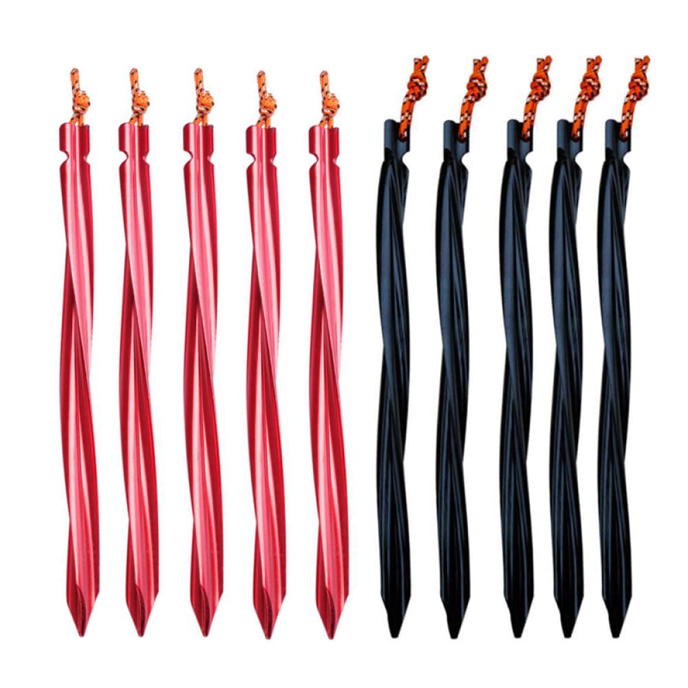 Des tentes de camping, des tentes, Piquets de tente 10 pièces piquets de tente 25cm en alliage d'aluminium piquets de tente en spirale piquets de jardin clou de sol hamac robuste Camping ( Color : Bla