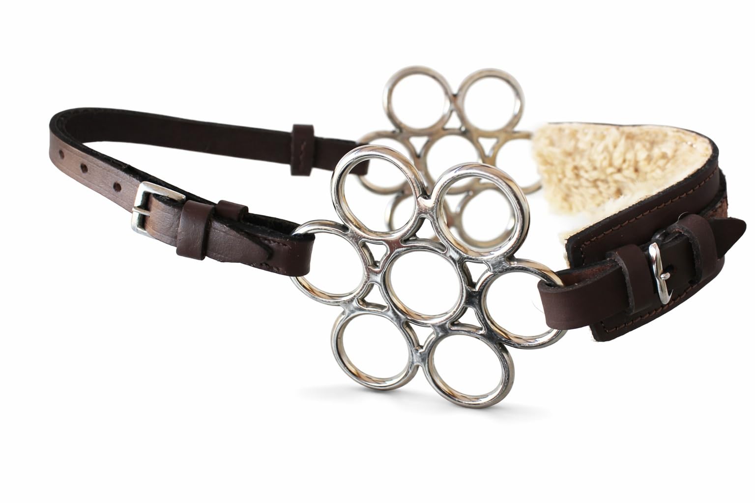 Challenger Tack Hackamore 35H43 Hackamore Western-Fleece, gepolstert, Leder, Edelstahl, verstellbar, Braun
