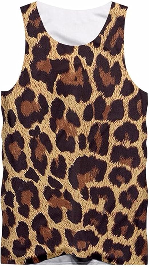 Men's Leopard Print 3D Printed Tank Tops Male Plus Size Slim Fit Gym