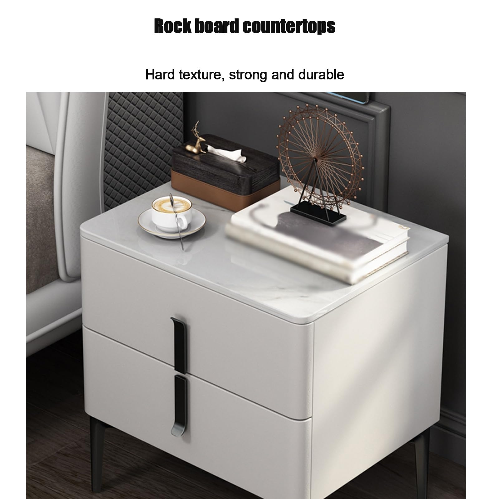 Table de Chevet avec tiroir de Rangement pour Chambre ou Salon, Design Moderne, Meuble Gain de Place, Finition Grise, 35 x 40 x 53 cm