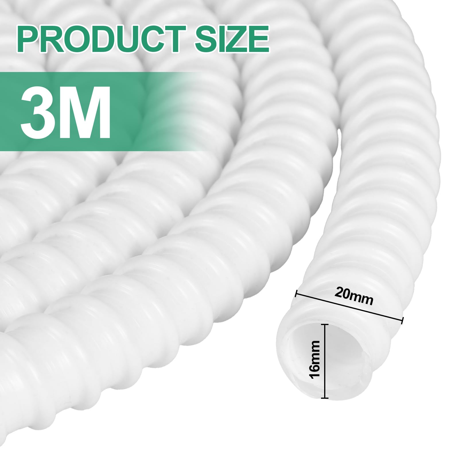 CPROSP Tuyau Condensat Clim Ø16mm (3m) en PVC, Tuyau de Condensat Climatiseur Clim, Résistant aux UV, pour Climatiseurs, Ajustable, Flexible - 3