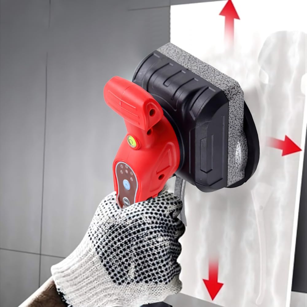 Macchina Vibrante per Piastrelle,Vibratore per Piastrelle con e Ventosa Ingrandita,Macchina di Posa di Piastrelle di Ceramica a Mano Capacità di Adsorbimento 200kg (2 Battery EU Plug)