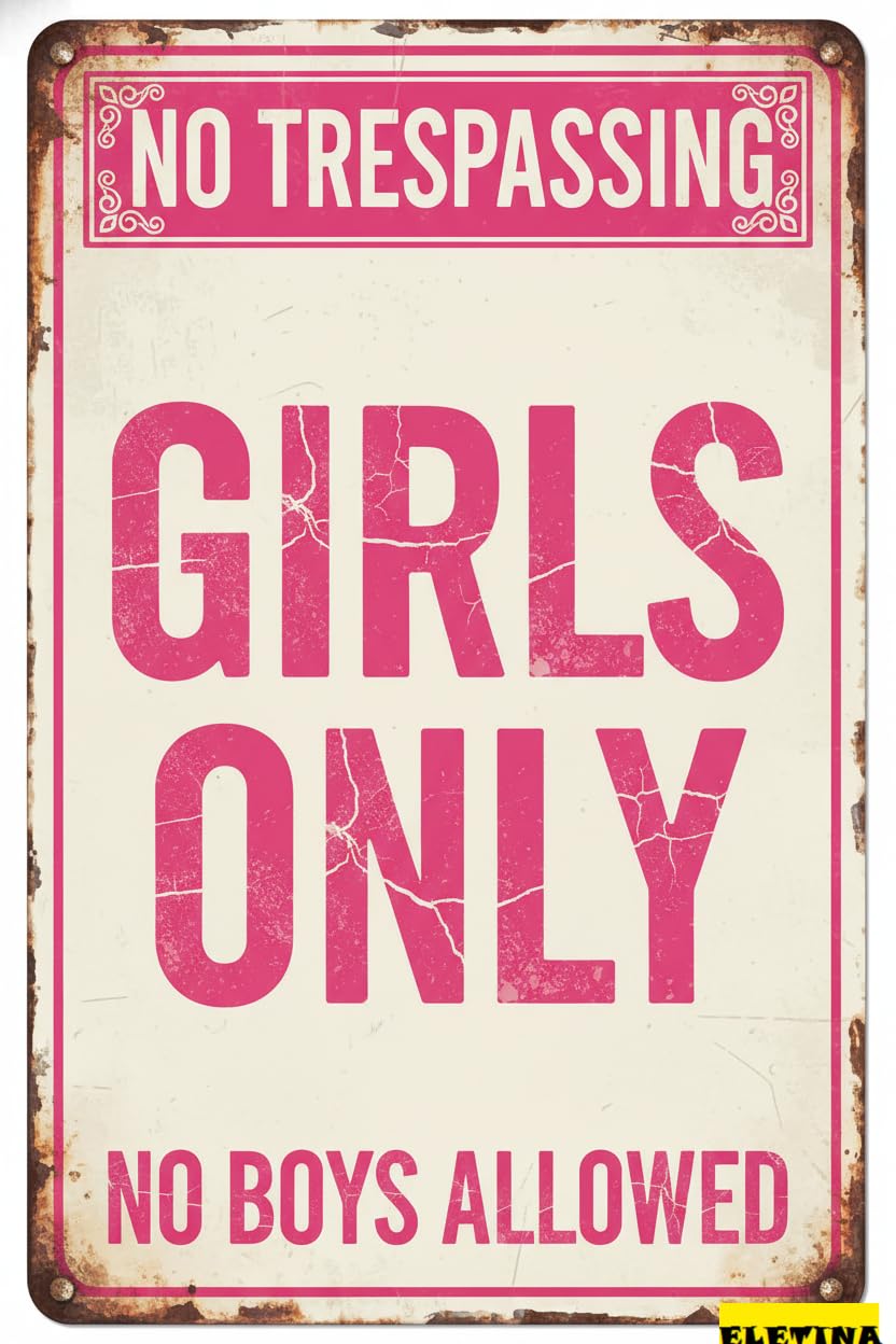 Girls Only No Trespassing Tin Sign, 12x8 Inch