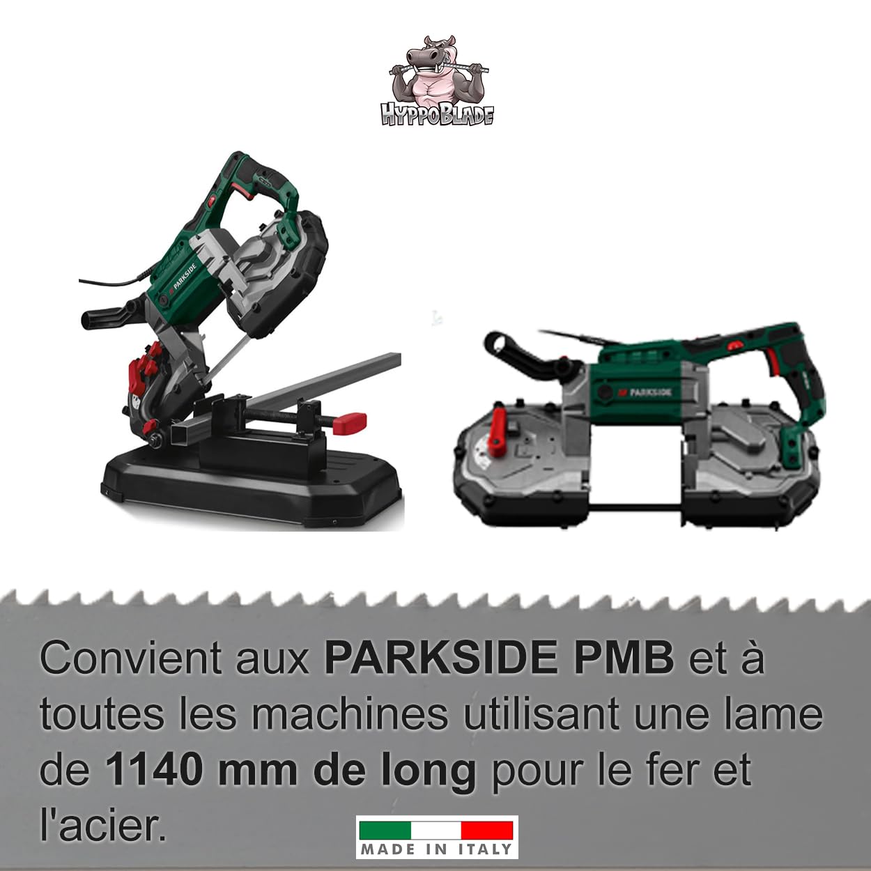 Fraiser Hippoblade – Lot de de 3 lames de scie à ruban 1140x0.65x13 mm professionnelles – pour métal (fer, acier), compatibles avec scies à ruban PMB 1100, MBS 1100, MBS 1200, TE-MB 18, R2103 – 18 TPI