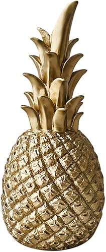 Cabilock Estatua de resina dorada de piña, decoración de escritorio, sala de estar, gabinete de TV, decoración de mesa, adorno de frutas