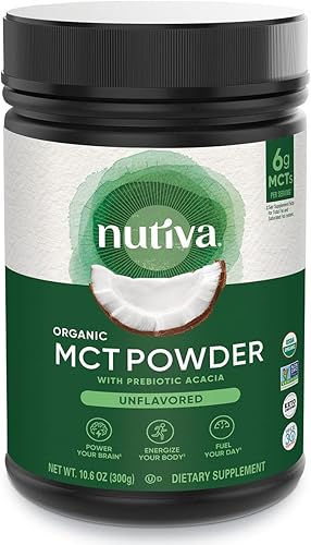 Nutiva Polvo orgánico MCT con fibra de acacia prebiótica clásico 106 onzas USDA orgánico sin OMG sin BPA vegano sin gluten keto y paleo bebida Nutiva Polvo orgánico MCT con fibra de acacia prebiótica clásico 106 onzas USDA orgánico sin OMG sin BPA vegano sin gluten keto y paleo bebida