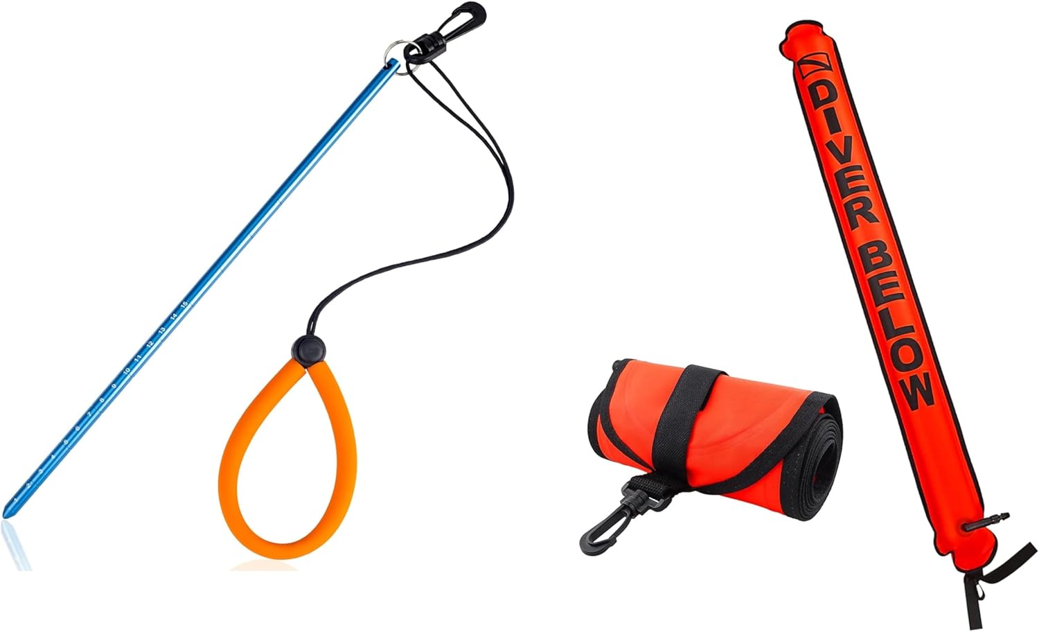 Scuba Diving Stick and 4ft Surface Marker Buoy Orange
