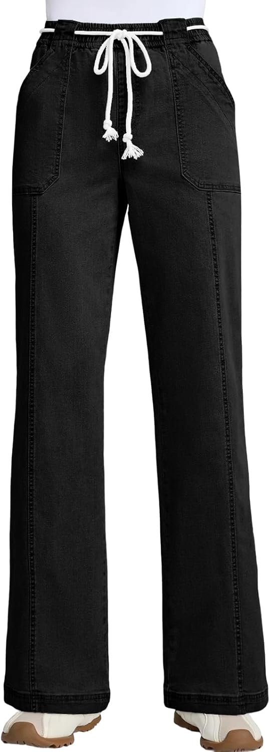 Astylish Jeans for Women Wide Leg Drawstring High Waisted Stretchy Straight Leg Jean Trendy 2025 Denim Pants - Image 5
