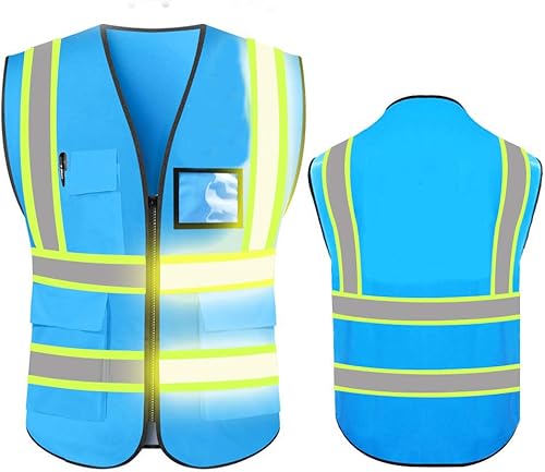 YOWESHOP Chaleco de seguridad de alta visibilidad reflectante, personaliza tu ropa de trabajo de seguridad con tiras reflectantes y cremallera