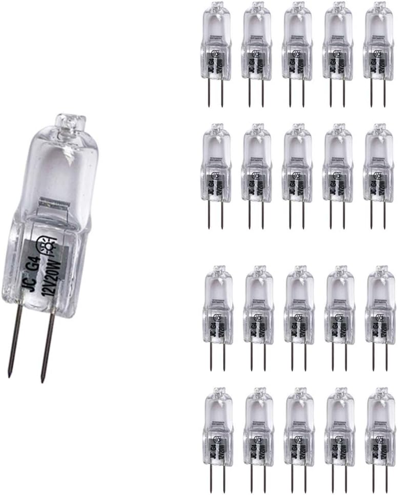 Vstar G4 12V 20W Halogen Bulb JC Type Bi-Pin Light,Clear, G4 Bi-pin Base, Halogen Light Bulb (20W 20Pack)