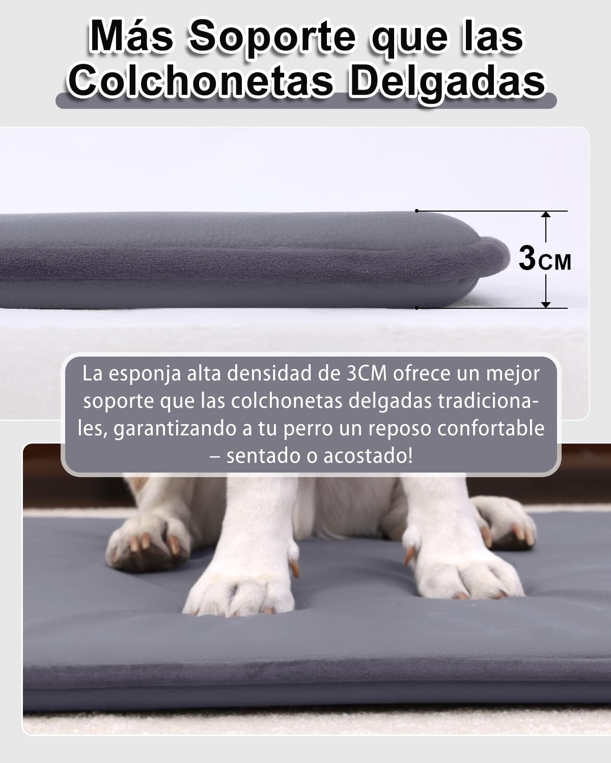 Favodormir Cama Perro Mediano Impermeable-90x57cm,Alfombra para Perros en Cuero Artificial,Colchón Lavable & Fácil de Limpiar,Exterior Portátil & Compacto Tapete Perro,Interior & Viaje,Gris - 5