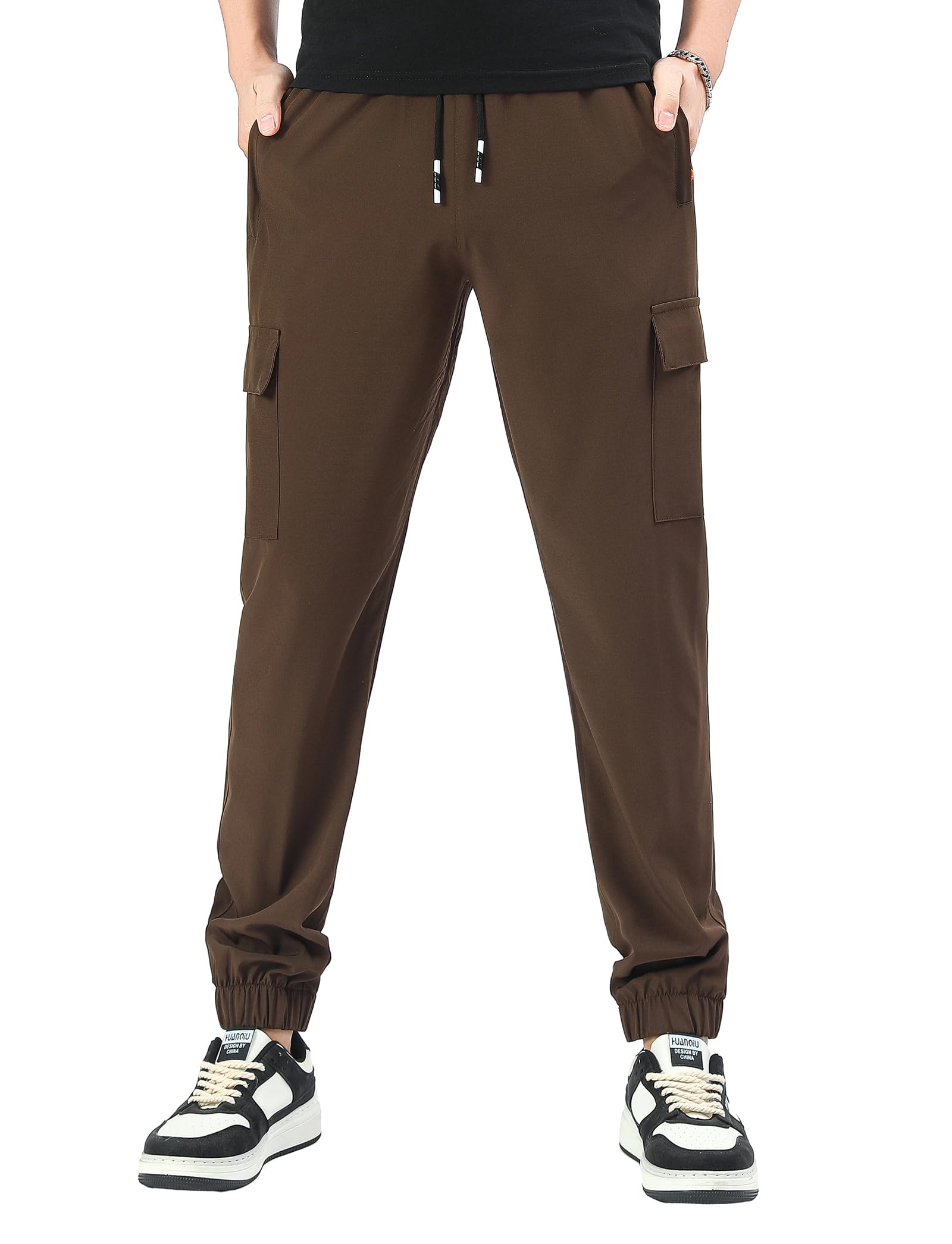 Boys Cargo Joggers Pants Outdoor Youth Quick Dry Hiking Pants Lightweight Athletic Pants with Zipper Pockets