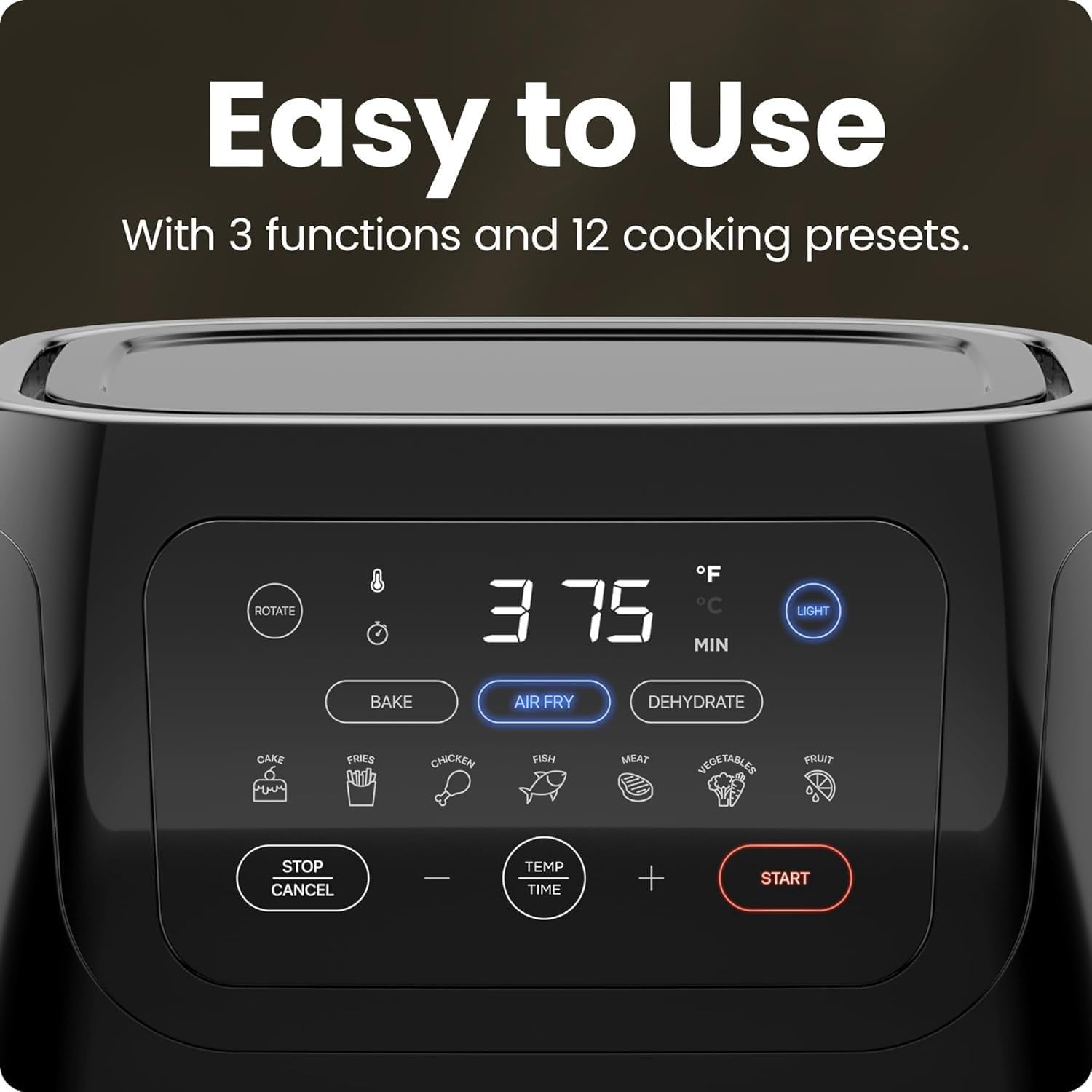 14 Qt Air Fryer Oven with Rotisserie, Visible Window, 12 Presets, 400¡ãF Max Temp, 85% Less Oil, Dishwasher Safe Accessories, Family Size Air Fryer — view 5