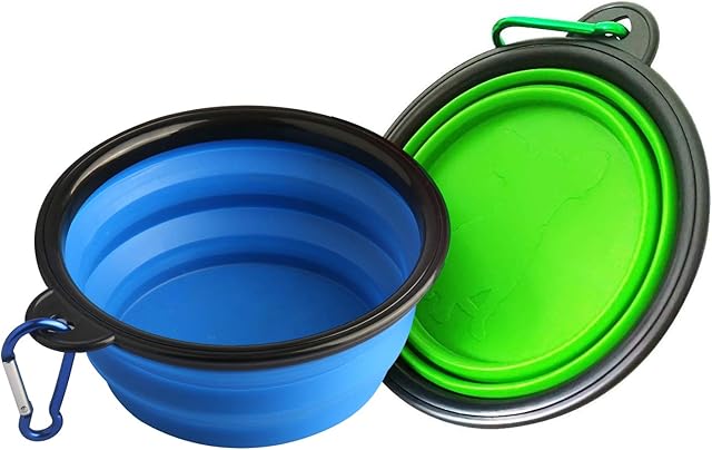 Onarway Collapsible Dog Bowls 2-Pack Foldable Small Travel Dog Food Water Bowl for Puppy Pet Cat, 5.1"x2.1"