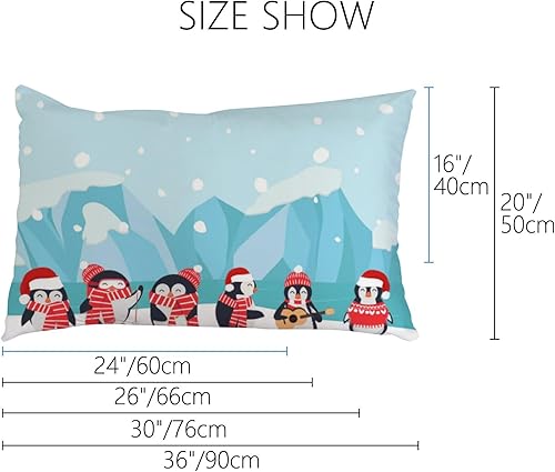 Miniatura 2 de Soft Pillowcases King Size 20" x 36", North Pole Arctic Penguin Decorative Bed Pillow Sham Rectangle Cushion Cover for Sofa Couch Zipper Closure