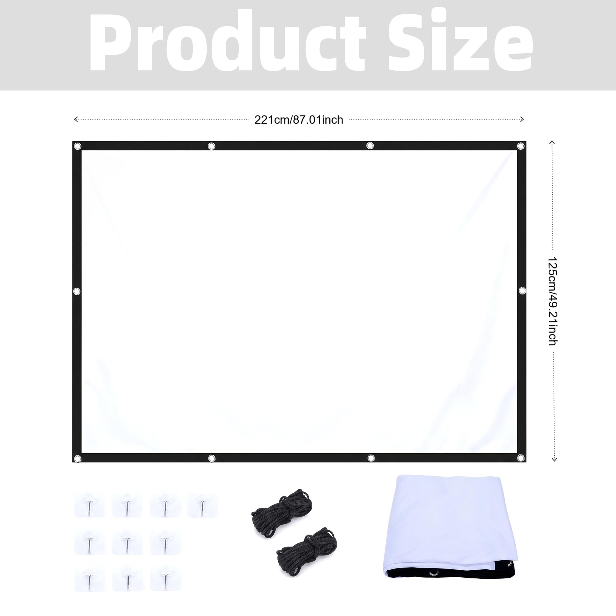 Beamer Leinwand Outdoor mit Stativ, Tragbar Projektor Leinwand 100 Zoll, 16:9 4K HD Projektor Leinwand Tragbar, Filmleinwand Indoor Projektor Tragbare Outdoor Kino für Heimkino Gartenkino Theater